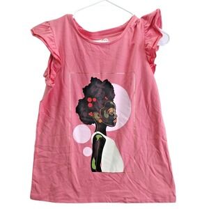 Target Black‎ History Month Kids Ruffle Sleeve Graphic Tee Size XL 14 16 Pink
